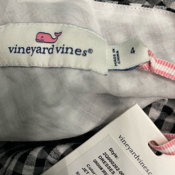 NWT Vineyard Vines Gingham Dress One Shoulder Black and White - Picture 4 of 6